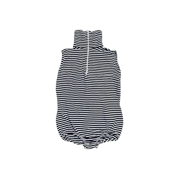 Pant-Lon Tops - VTG 70s Pant-Lon Striped Sleeveless Bodysuit Navy White Turtleneck Talon Zip OS